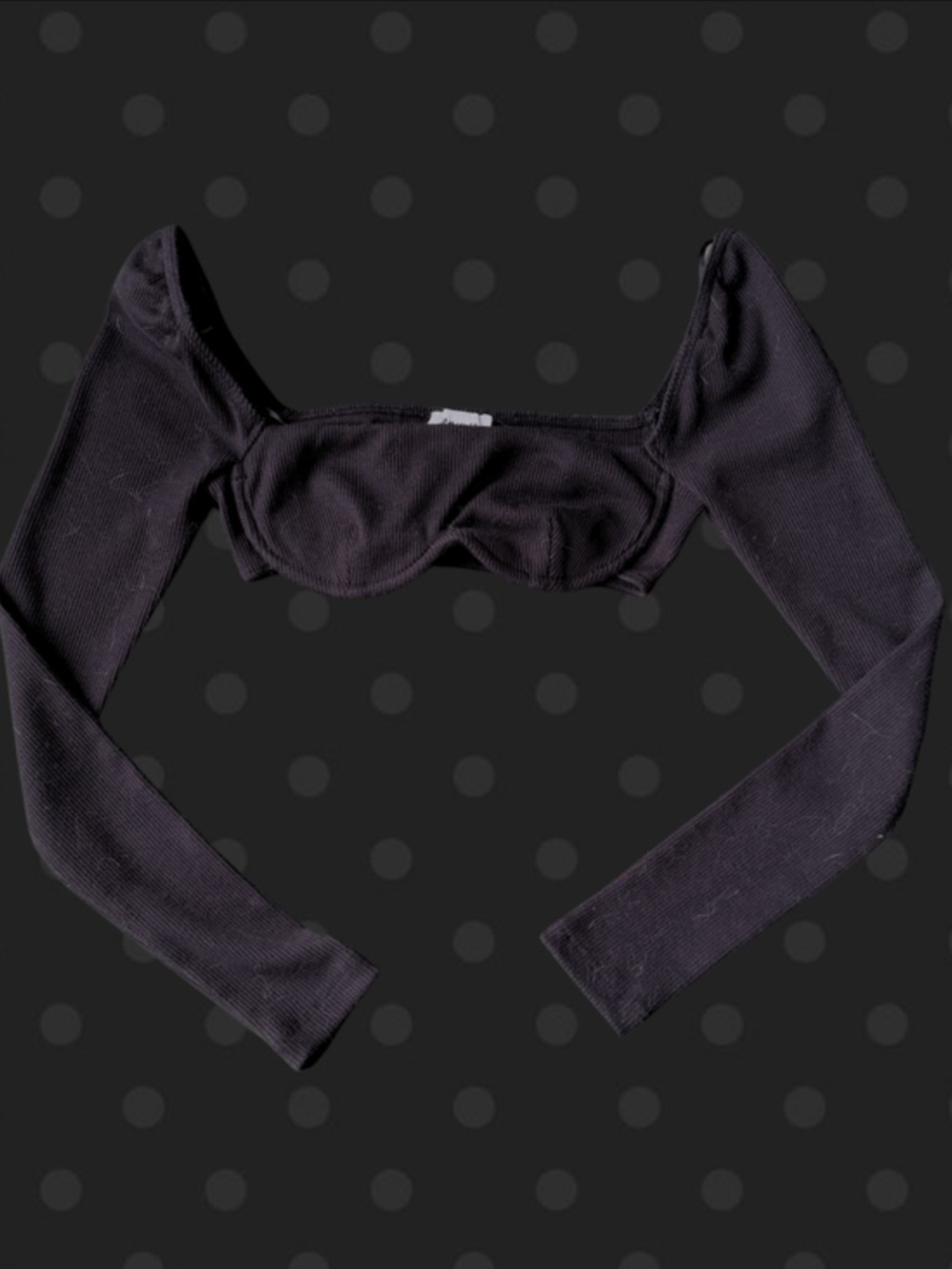 Princess Polly Black Long Sleeve Crop Top Off Shoulder Bustier Y2K